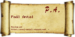 Paál Antal névjegykártya
